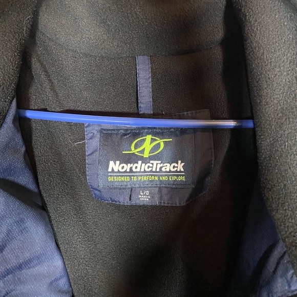 Men's Jacket Size Large Fleece Lined Parka Blue W/Pockets Hood $120 Nordic Track - Picture 3 of 4